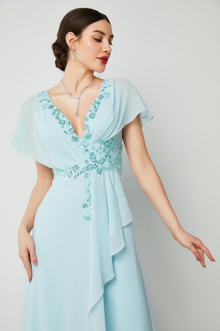 embellished v-neckline dress