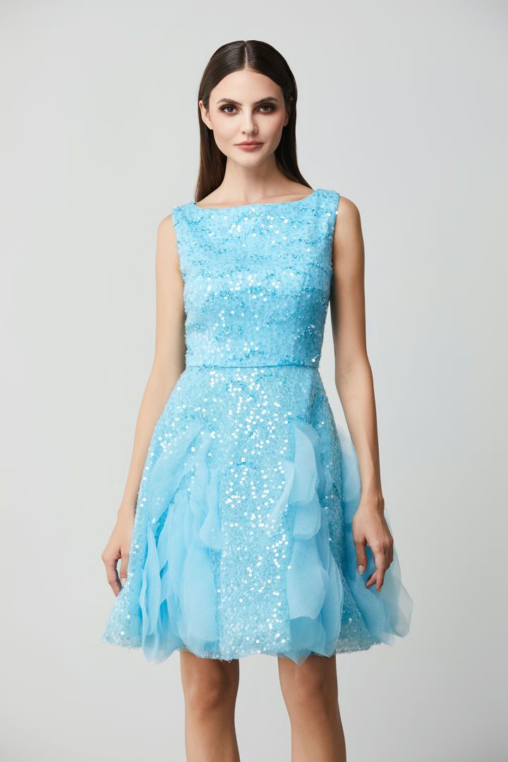 Sequin embellishment ruffled dress