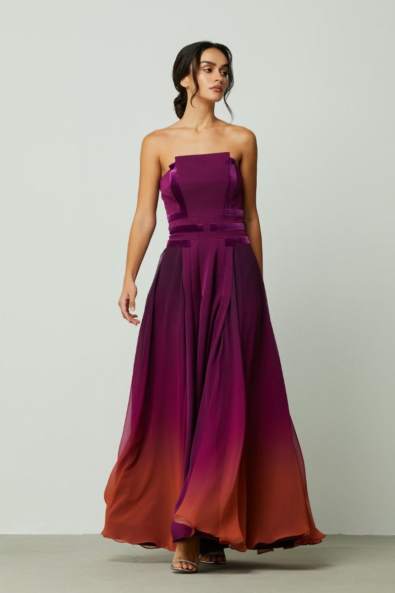 gradient chiffon dress