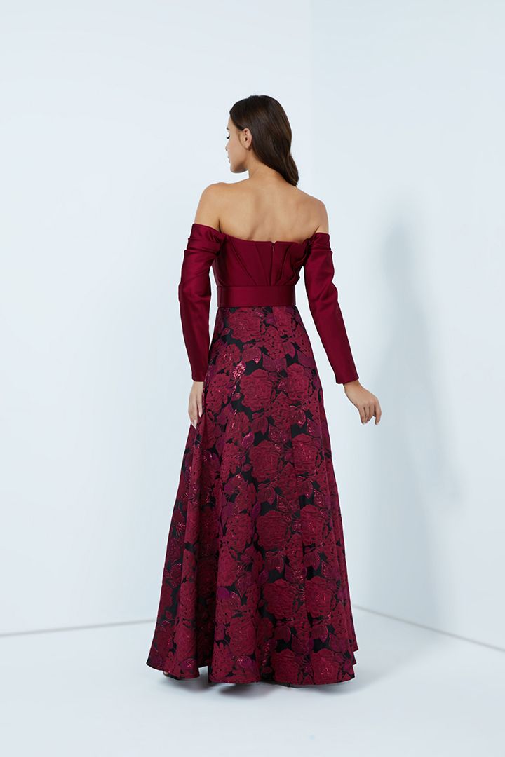 Nightway off the shoulder embroidered outlet gown