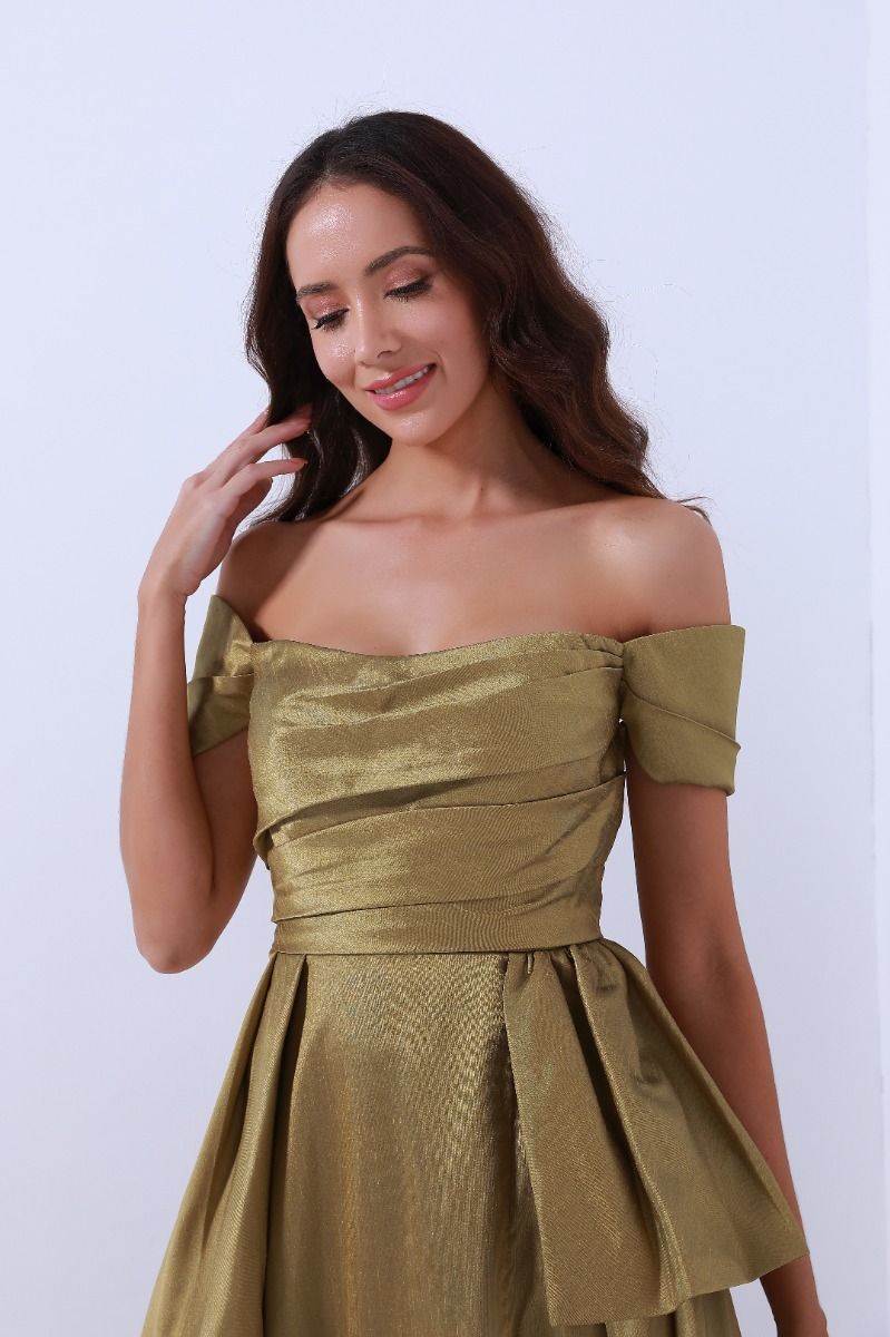 Off-shoulder satin dress