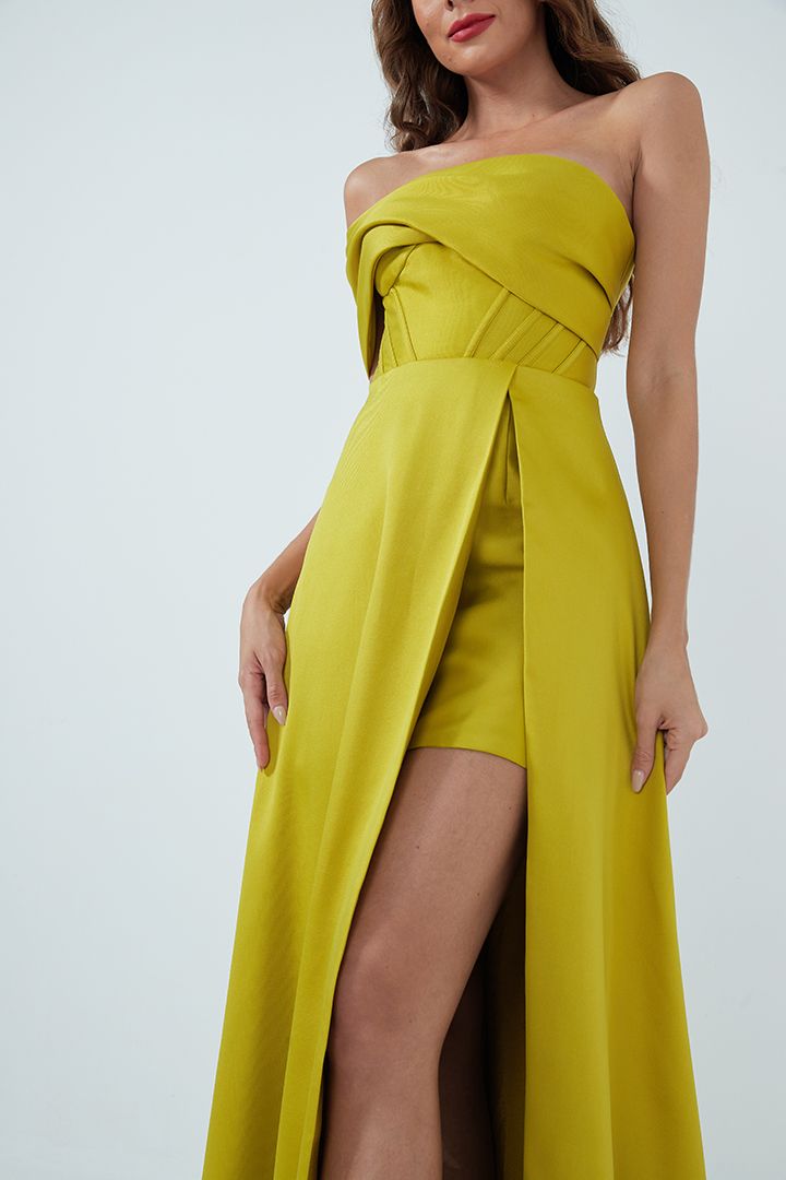 One shoulder with folds dress