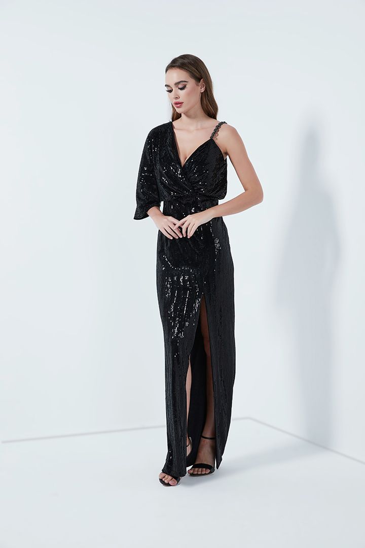 One-shoulder sequins dress