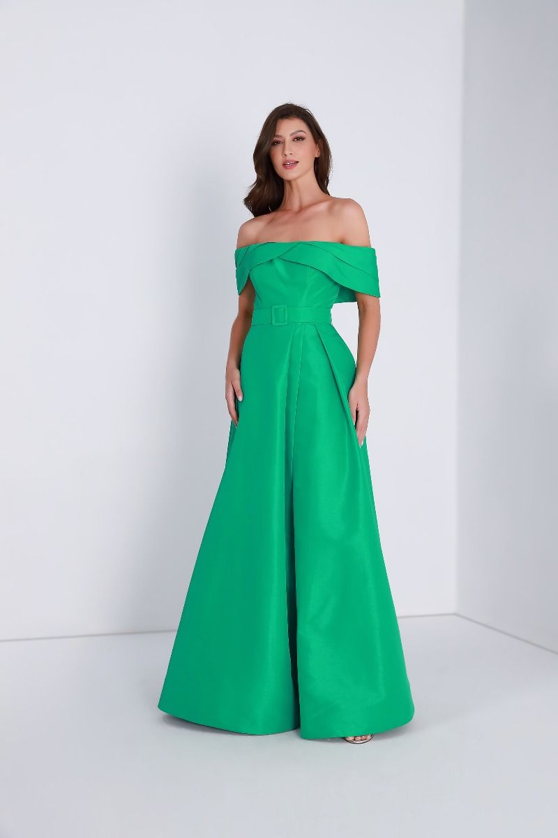 Off-shoulder satin dress