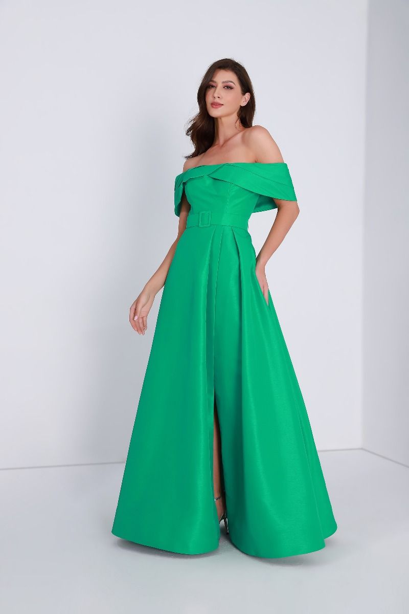 Off-shoulder satin dress