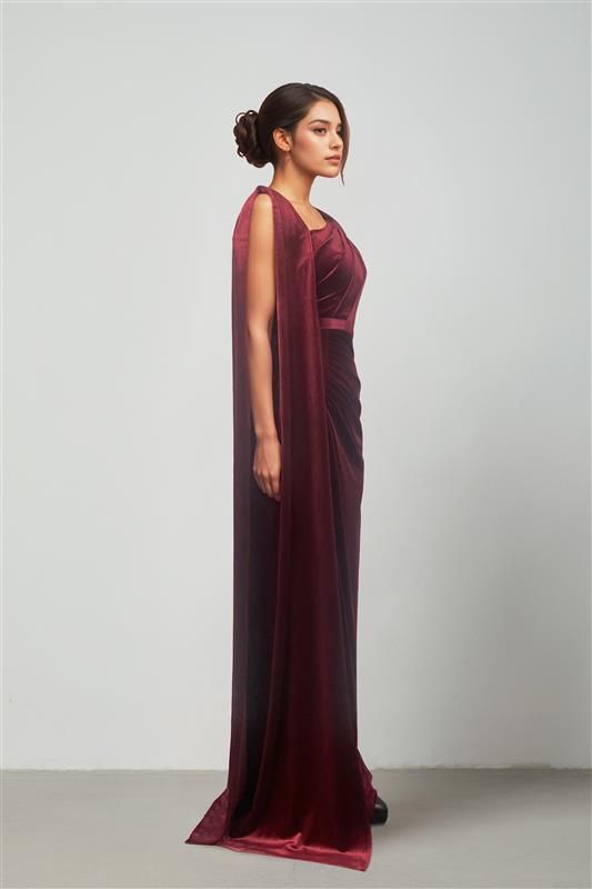 Draped velvet dress