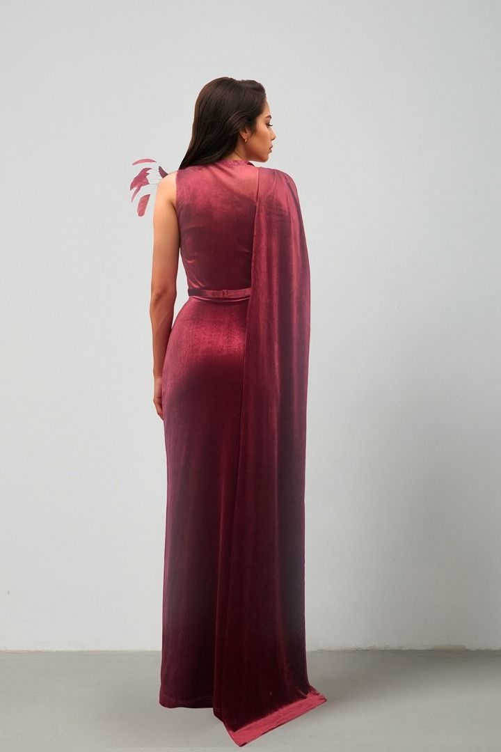 Draped velvet dress