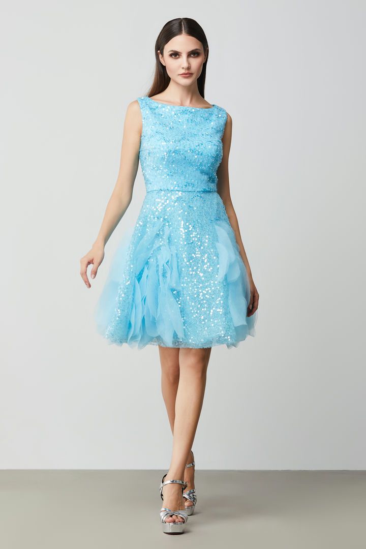 Sequin embellishment ruffled dress