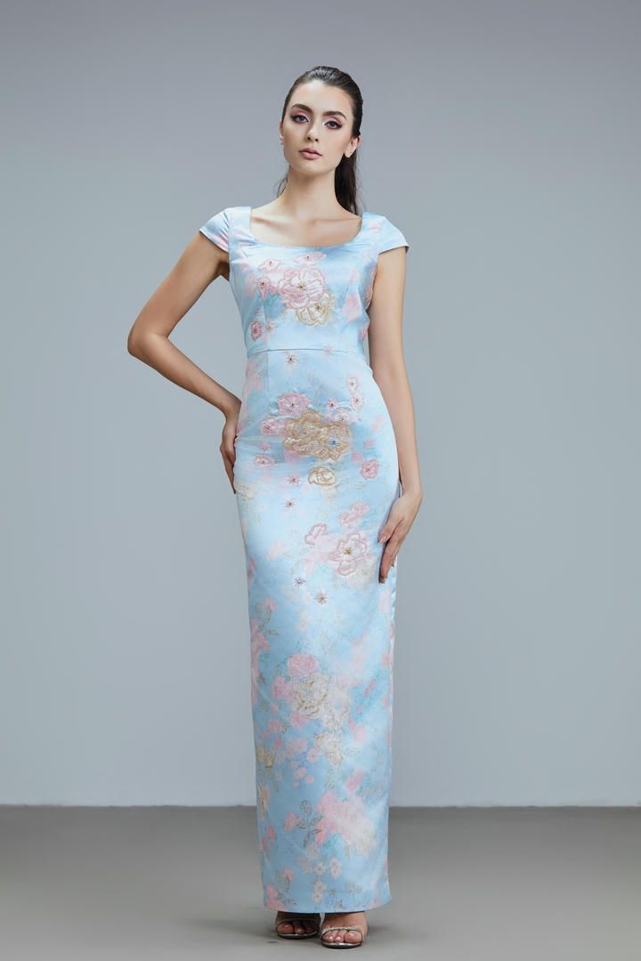 Printed satin dress