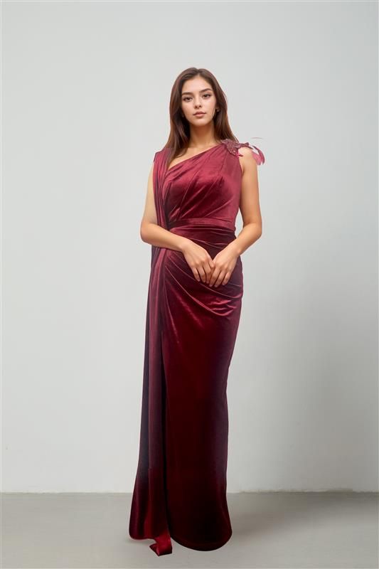 Draped velvet dress